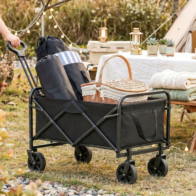 코멧 아웃도어 캠핑 폴딩 카트 81x49x66cm, 블랙, 1세트