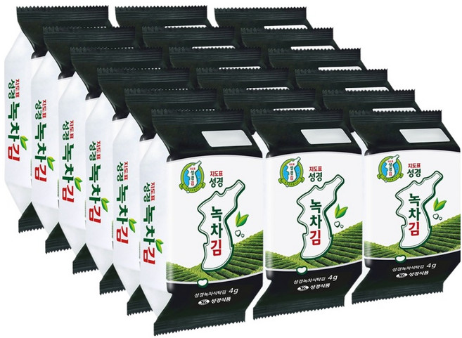 지도표성경 녹차식탁김 감사2호 4g x 18p 선물세트, 1세트