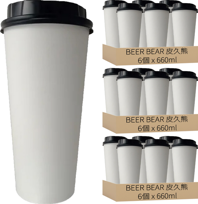 BEER BEAR 皮久熊 Drink 渴冰酷冷熱杯 MY-8091 660ml, 3組, 6個