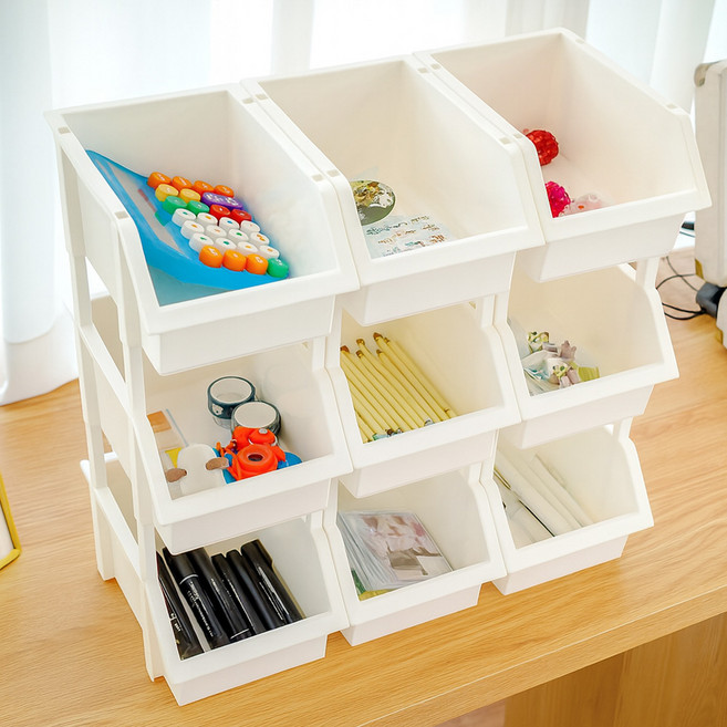 보노하우스 이유 적층형 다용도 정리함 15.5 x 23.5 x 11.2 cm, 화이트, 9개