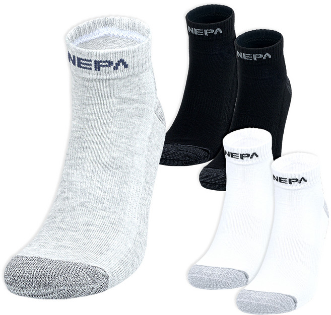 NEPA Easy Cushion 低筒襪 5入組, 白色 + 灰色 + 黑色, 1套