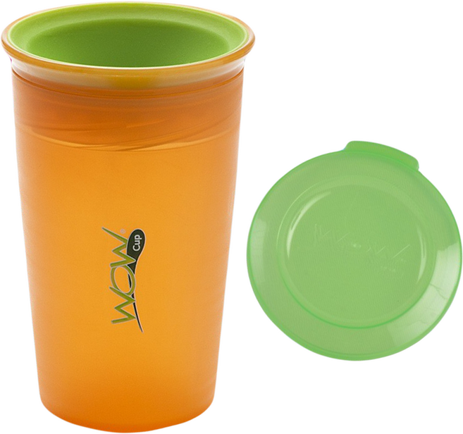 WOW Cup Kids 360度透明喝水杯 8 x 8 x 12.8cm, 橘色, 1個