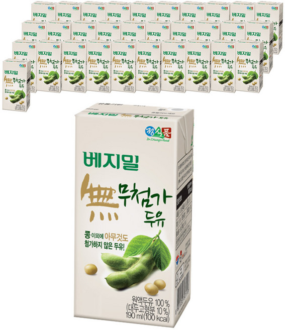 베지밀 무첨가 두유, 190ml, 32개