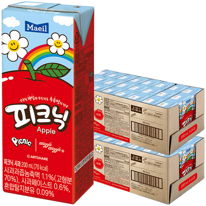 매일유업 피크닉 사과, 200ml, 48개