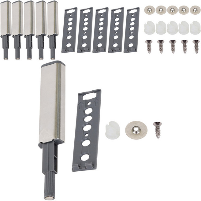 원터치 빠찌링 실버 2p + 원형철판 문짝 부착용 설치용 피스, 3세트