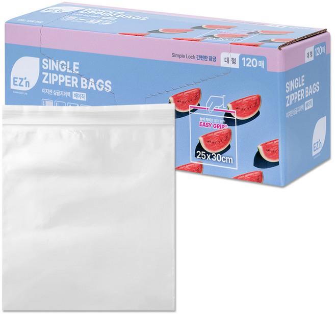 EZn이지엔 베이직 싱글지퍼백, 대(L), 120개입, 1개