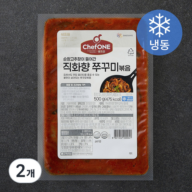 쉐프원 직화향 쭈꾸미 볶음 (냉동), 2개, 500g