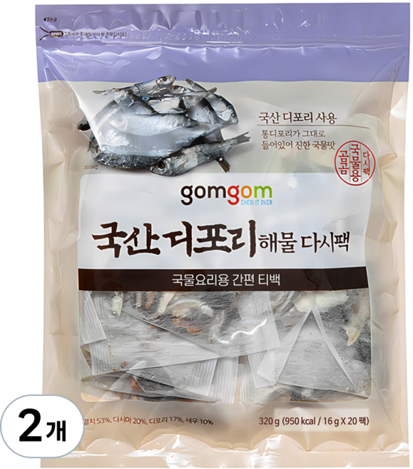 곰곰 국산 디포리 해물 다시팩, 320g, 2개