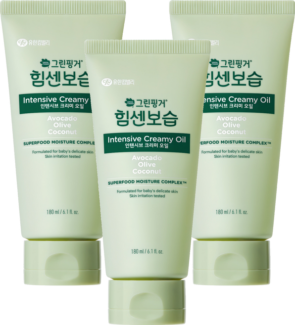 그린핑거 힘센보습 인텐시브 크리미 오일 유아 크림, 180ml, 3개