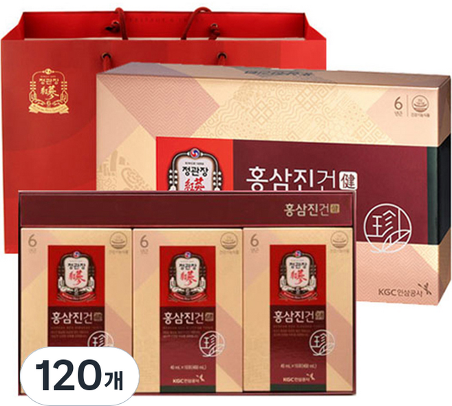 정관장 홍삼진건 파우치 + 쇼핑백, 40ml, 120개