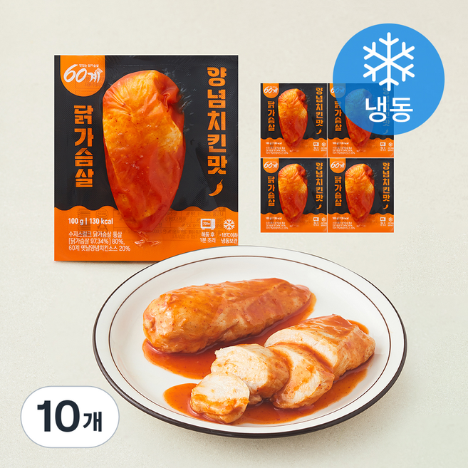 60계 소스 닭가슴살 양념치킨맛 (냉동), 100g, 10개, 1개입