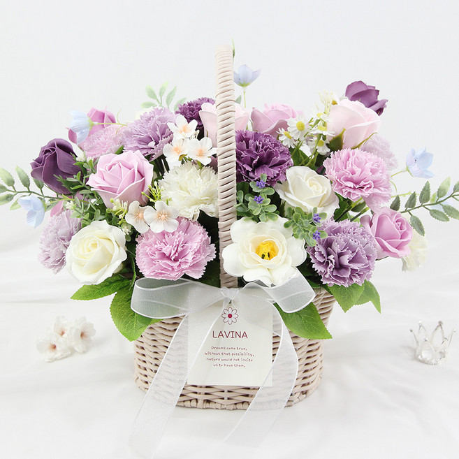 LAVINA 조화 비올렛 바구니, 바이올렛, 1개