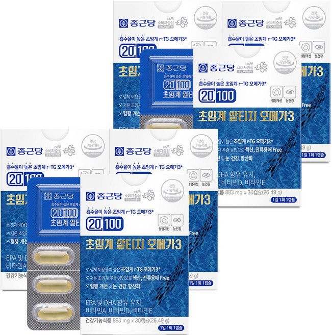종근당 20100 초임계 알티지 오메가3, 30정, 6박스