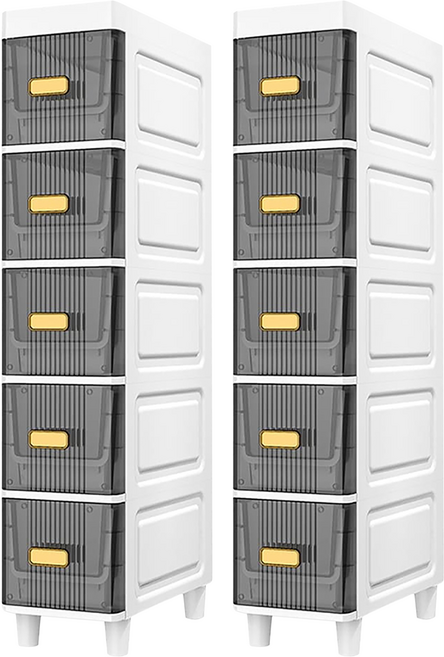 STYLE 格調 5層縫隙收納櫃 WW-0183-GR, 2個, 透明灰色