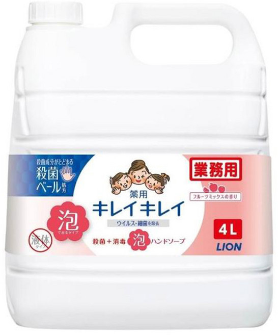 LION 獅王 趣淨 紅 業務用 泡沫洗手慕斯 綜合果香, 4L, 1個