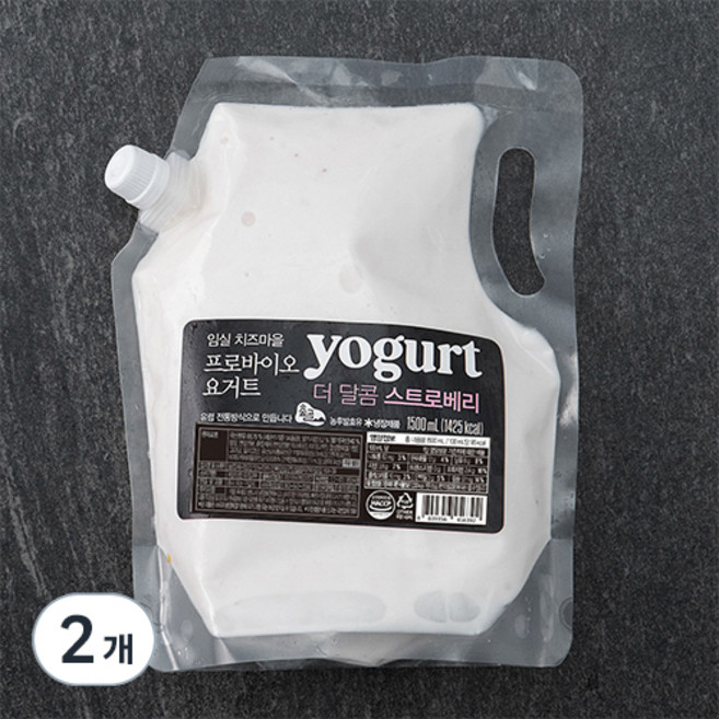 임실치즈마을 요거트 더 달콤 스트로베리, 1.5L, 2개