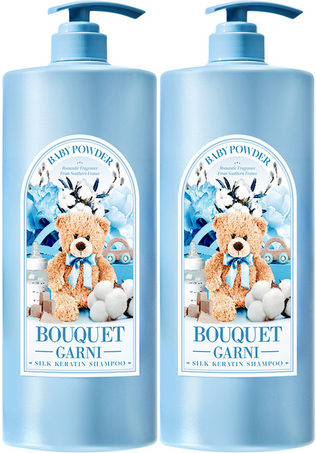 부케가르니 실크 케라틴 샴푸 베이비파우더향, 1.5L, 2개