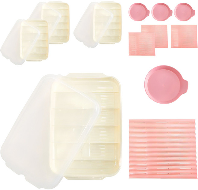 이지앤프리 김밥재료 보관용기 세트, 4세트, 보관용기 + 김밥말이 + 플레이팅 접시