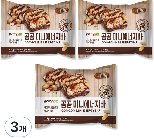 곰곰 미니 에너지바, 325g, 3개