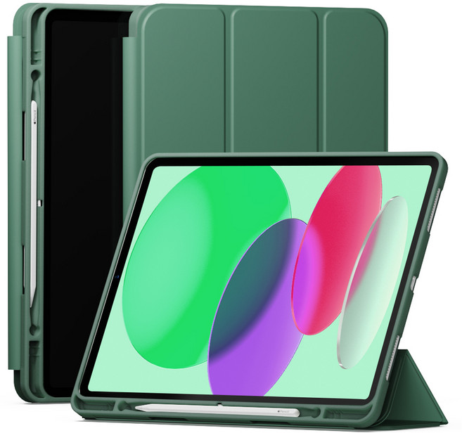 신지모루 스마트커버 펜슬 수납 태블릿 케이스, 딥그린, 1개