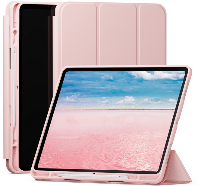 신지모루 스마트커버 펜슬 수납 태블릿 케이스, 핑크 샌드, 1개