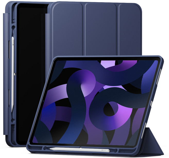 신지모루 스마트커버 펜슬 수납 태블릿 케이스, 네이비, 1개