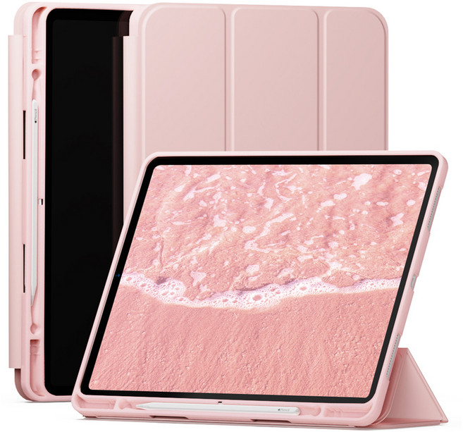 신지모루 스마트커버 펜슬 수납 태블릿 케이스, 핑크 샌드, 1개