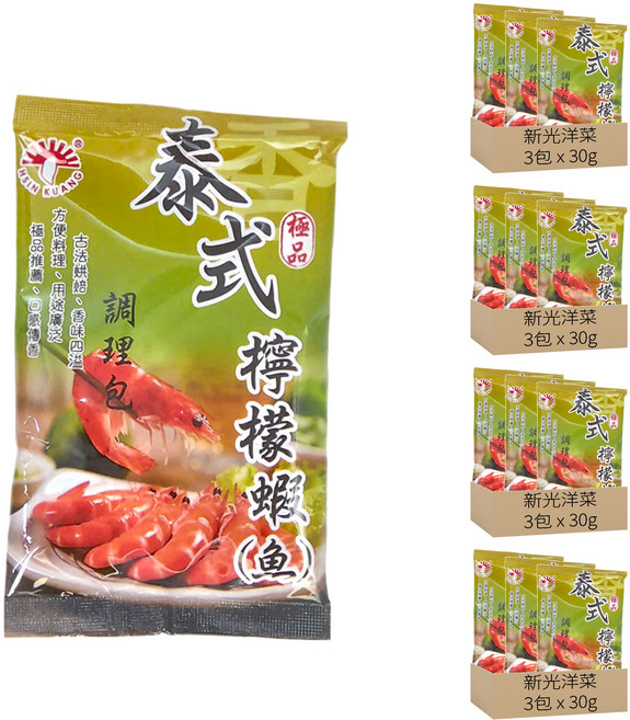 新光洋菜 泰式檸檬蝦, 12包, 30g