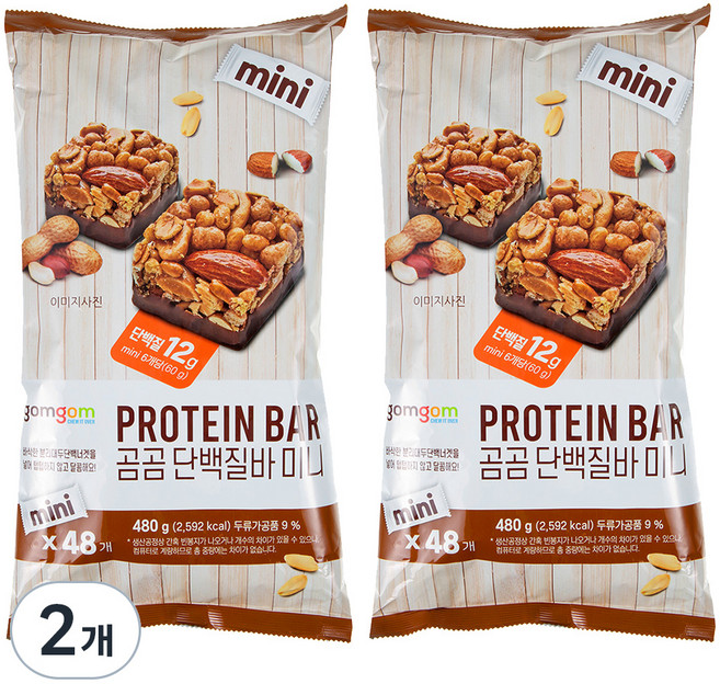 곰곰 단백질바 미니사이즈, 480g, 2개