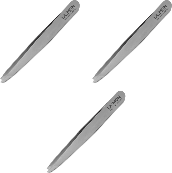 라몽 래쉬몬스터 프리미엄 슬랜트 족집게, 실버, 3개