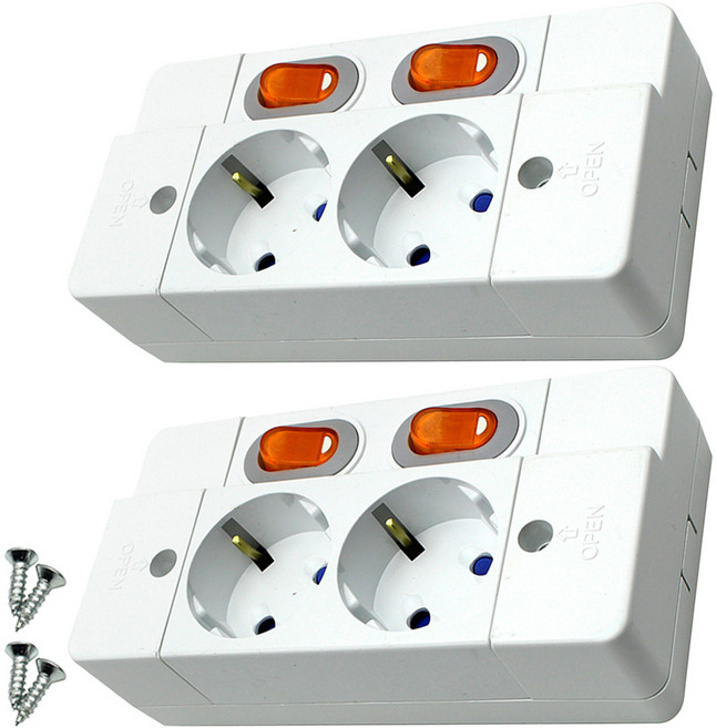 개별노출 스위치 멀티탭 2구 E-8240, 14.2cm, 혼합색상, 2개