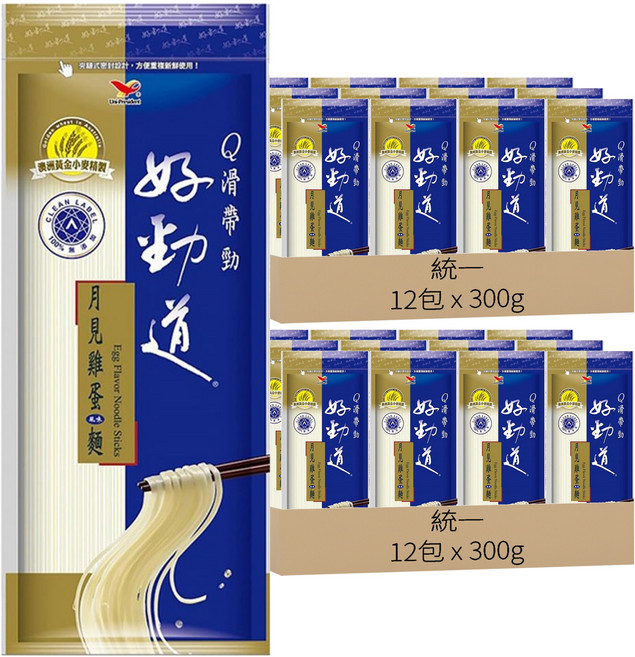 統一 好勁道 月見雞蛋風味麵, 300g, 24包