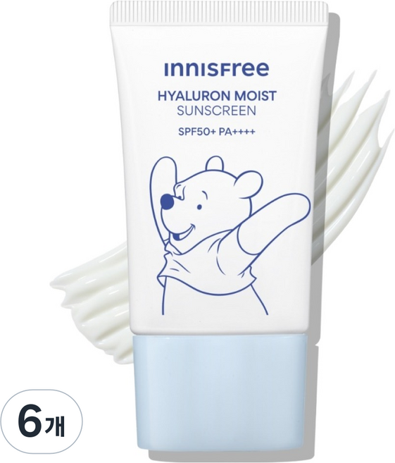 INNISFREE 小熊維尼聯名款 玻尿酸保濕防曬霜 SPF50+ PA++++, 50ml, 6個