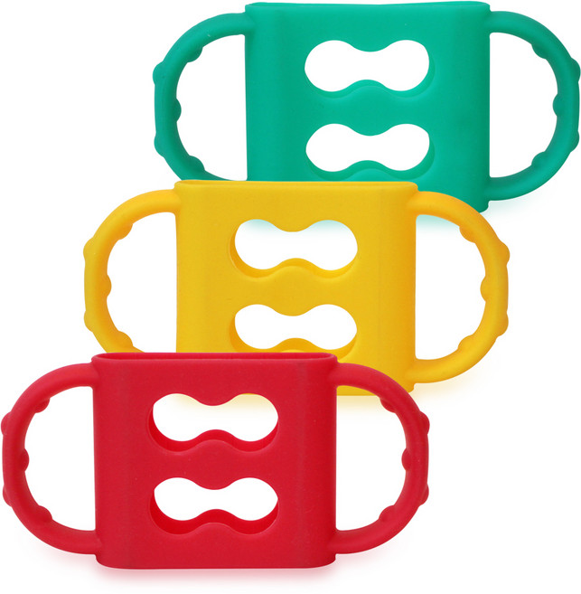 하이비 치발기용 젖병손잡이 3종세트, 노꼭지, yellow, red, blue green, 1세트