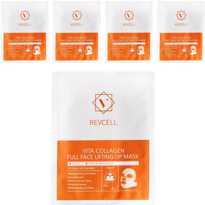 리브이셀 비타 콜라겐 풀 페이스 리프팅 업 마스크, 5개입, 1개 - 쿠팡