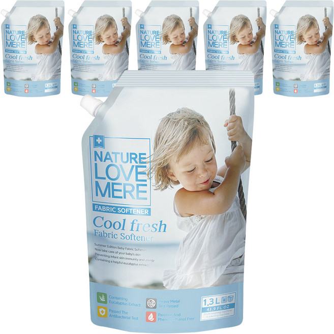 네이쳐러브메레 쿨프레쉬 섬유유연제 리필형, 1.3L, 1개입, 6개