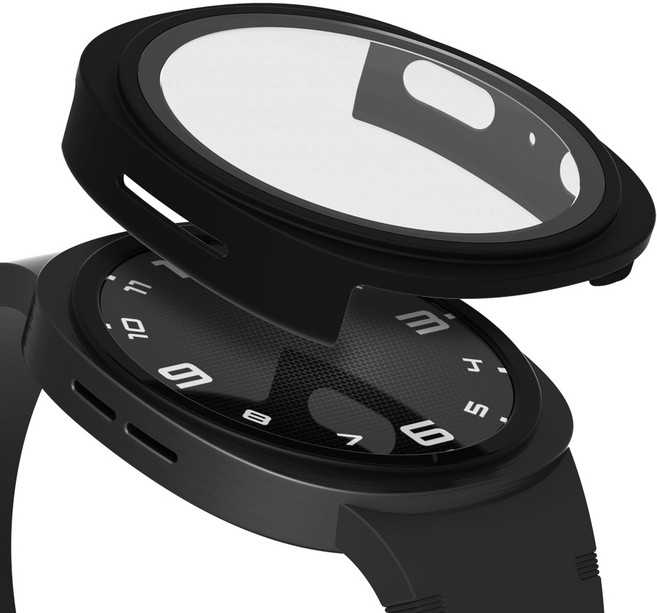 로랜텍 갤럭시워치 케이스 풀커버 액정보호 강화유리, 블랙, 1개