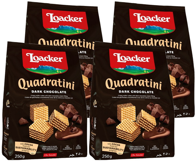 로아커 웨하스 콰드라티니 다크초콜릿, 250g, 4개