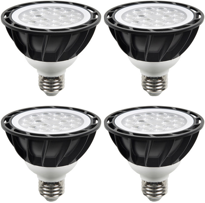샛별하우스 LED PAR30 전구 E26 15W 블랙 집중형, 주광색, 4개