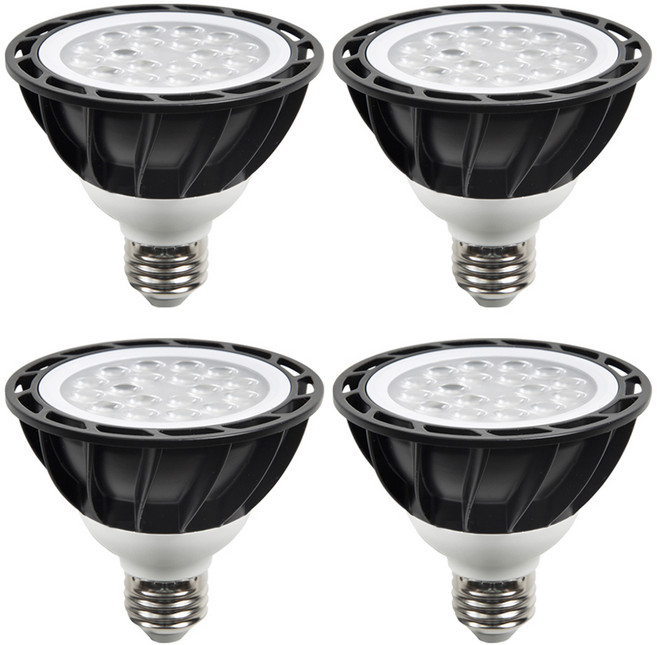 샛별하우스 LED PAR30 전구 E26 15W 블랙 집중형, 전구색, 4개