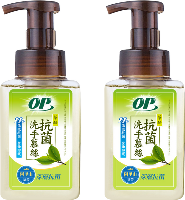 OP 茶酚抗菌洗手慕絲, 370g, 2瓶