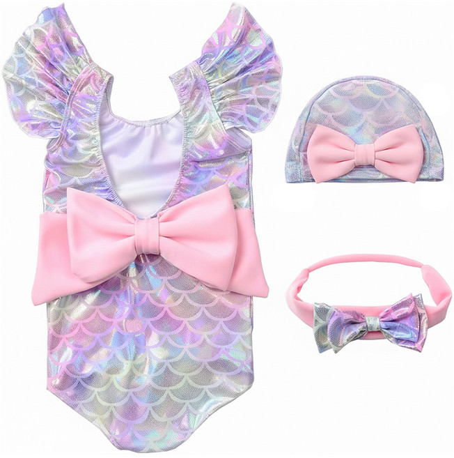 愛北鼻 寶寶泳衣2件組 連體泳衣+泳帽