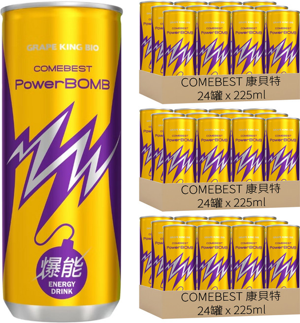 COMEBEST 康貝特 PowerBOMB爆能能量飲料, 225ml, 72罐