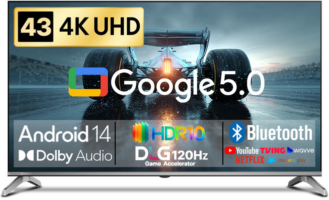 창홍 4K UHD LED 스마트 DLG 120Hz 돌비 AI 구글 5 TV, 108cm(43인치), U43M9, 스탠드형, 고객직접설치