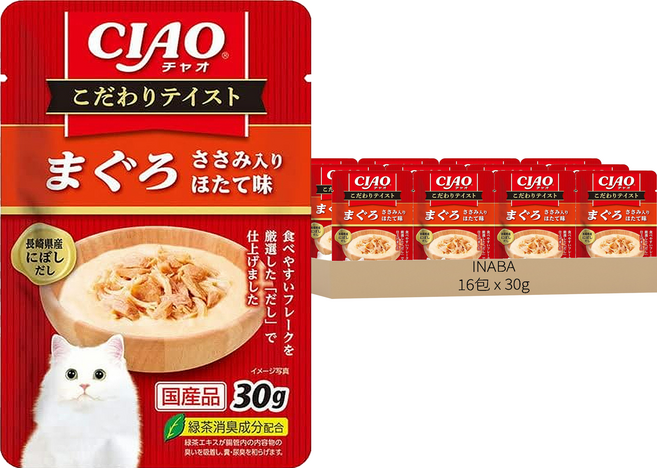 INABA CIAO 啾嚕 極致濃湯餐包, IC-501 鮪魚 + 雞肉 + 干貝, 30g, 16包