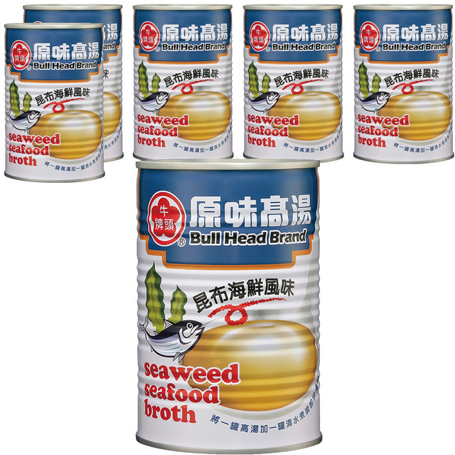 牛頭牌 原味高湯 昆布海鮮風味, 411ml, 6罐