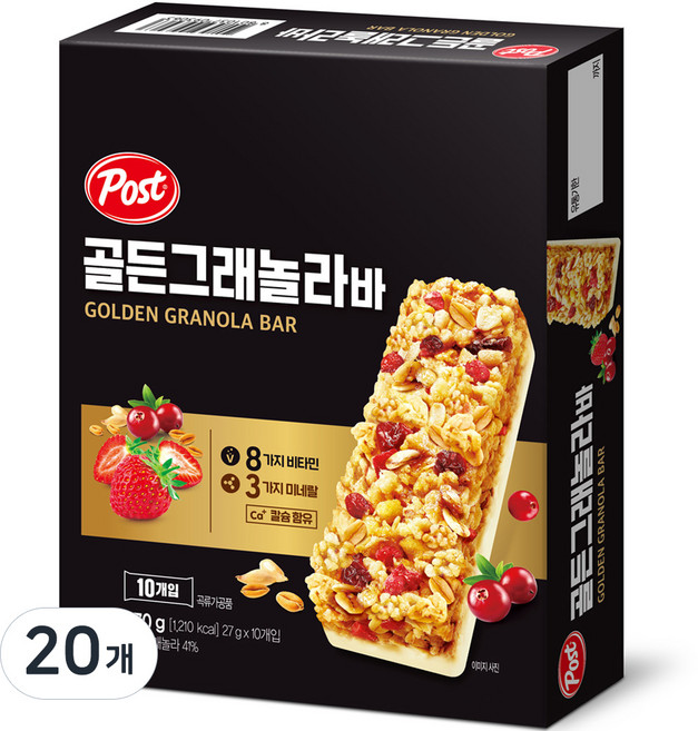 포스트 골든 그래놀라 밀크바, 270g, 2개