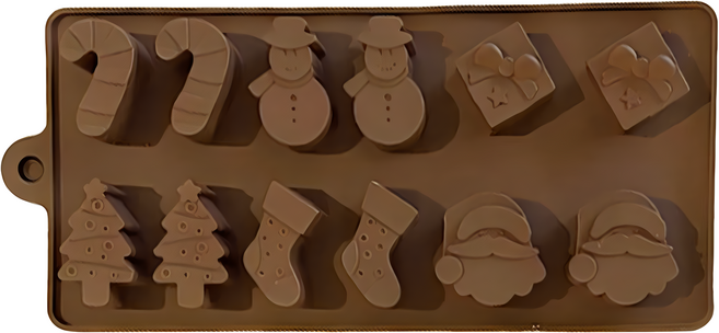 Betty's 焙蒂絲 12連聖誕節矽膠膜 215 x 96mm, 棕色, 1組