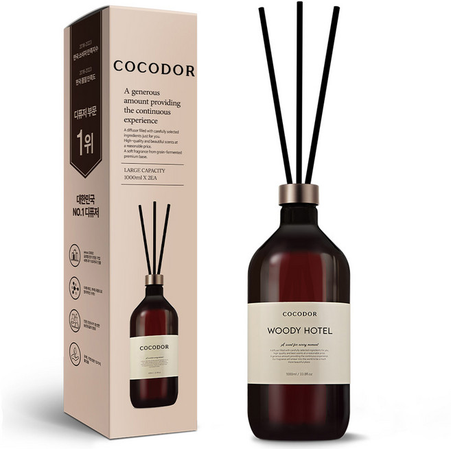 코코도르 프리미엄 디퓨저, 우디호텔, 1L, 1개