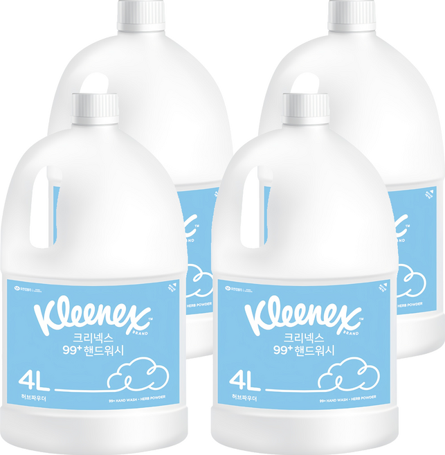 Kleenex 99 Plus洗手幕斯 草本粉香 補充裝, 4L, 4個